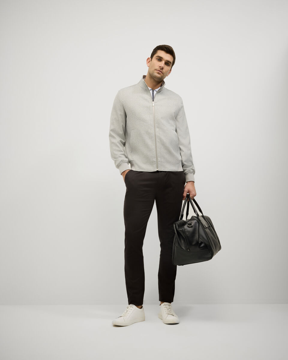 Textured Zip Collar Polo, White Textured Zip Collar Polo, White, hi-res